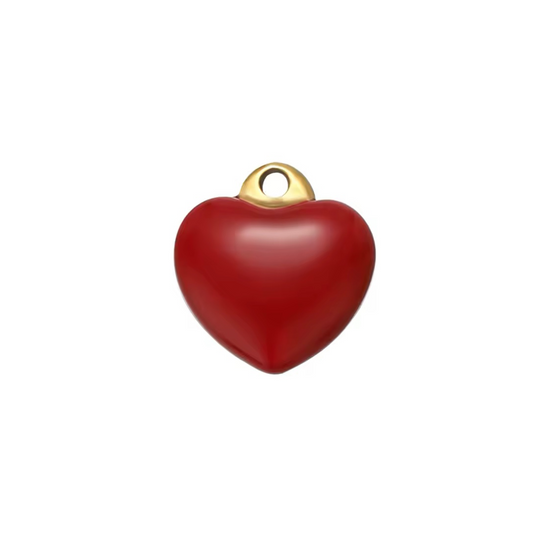 Red Puff Heart Charm - Love